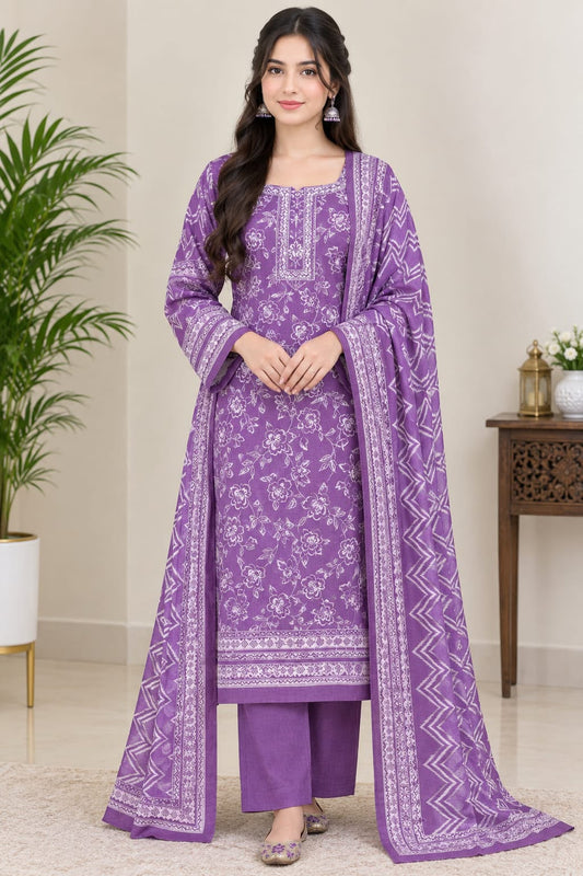 Printed Khaddar 3-Piece Suit -11