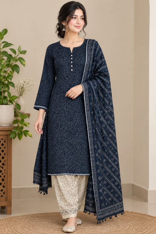 Printed Khaddar 3-Piece Suit -6