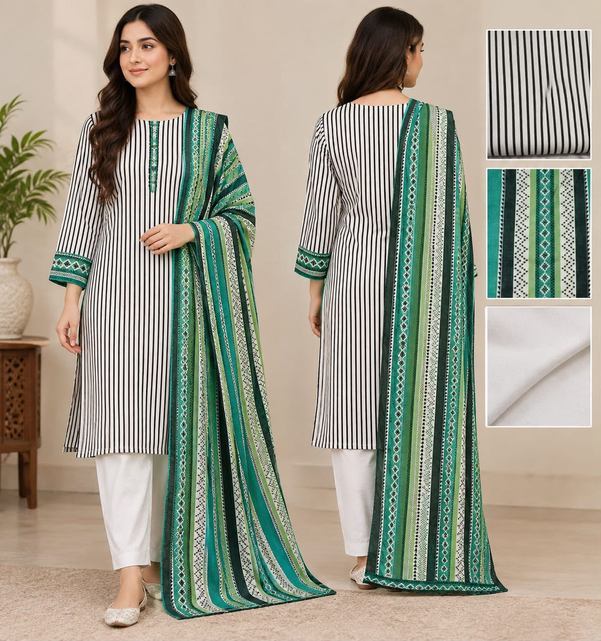 Premium Printed Khaddar 3-Piece Suit -5