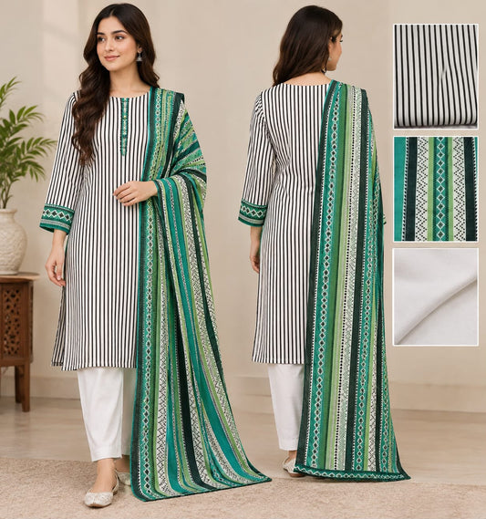 Premium Printed Khaddar 3-Piece Suit -5