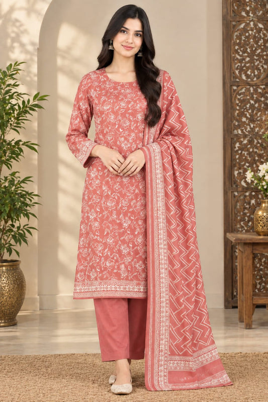Printed Khaddar 3-Piece Suit -7