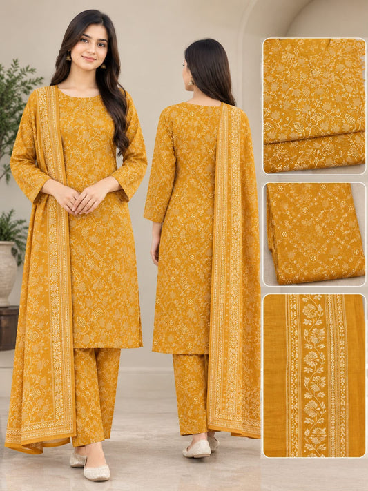 Premium Printed Khaddar 3-Piece Suit 3
