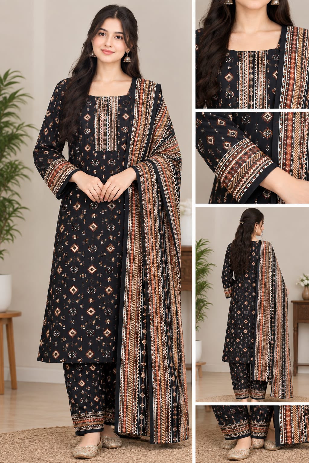 Premium Printed Khaddar 3-Piece Suit 2
