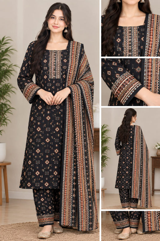 Premium Printed Khaddar 3-Piece Suit 2