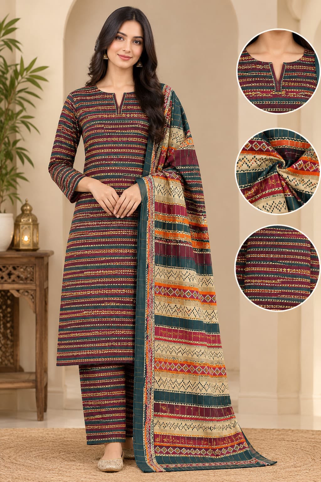 Premium Printed Khaddar 3 Piece Suit 1